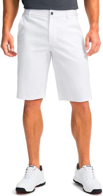 Men's Golf Shorts with 5 Pockets 11" Inseam Stretch Quick Dry Casual Work Dress Shorts for Men (36, White)