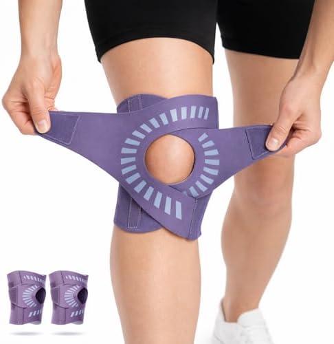 KNEEBRIGHT Light Hinged Knee Brace for Women, Strong Adjustable Compression Knee Brace, Quick Wrap Around Patella Support with Side Stabilizers for Meniscus Tear, Arthritis