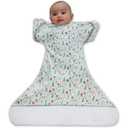 Swaddle Sack Arms Up, Allows Babies HIPS to Move Freely, fits Newborn Babies 0-6 Months, Arms in/Out Transition Swaddle Sack, Baby Sleep Sack, Organic Cotton Fox (Mint Salmon Orange) (White Green Orange Yellow)
