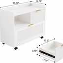 Lateral File Cabinet with Fluted Drawers, White Wooden Office Cabinet with Storage, Rolling Printer Stand with Drawers, Mobile File Cabinet for Home Office, Fits A4/Letter/Legal Files