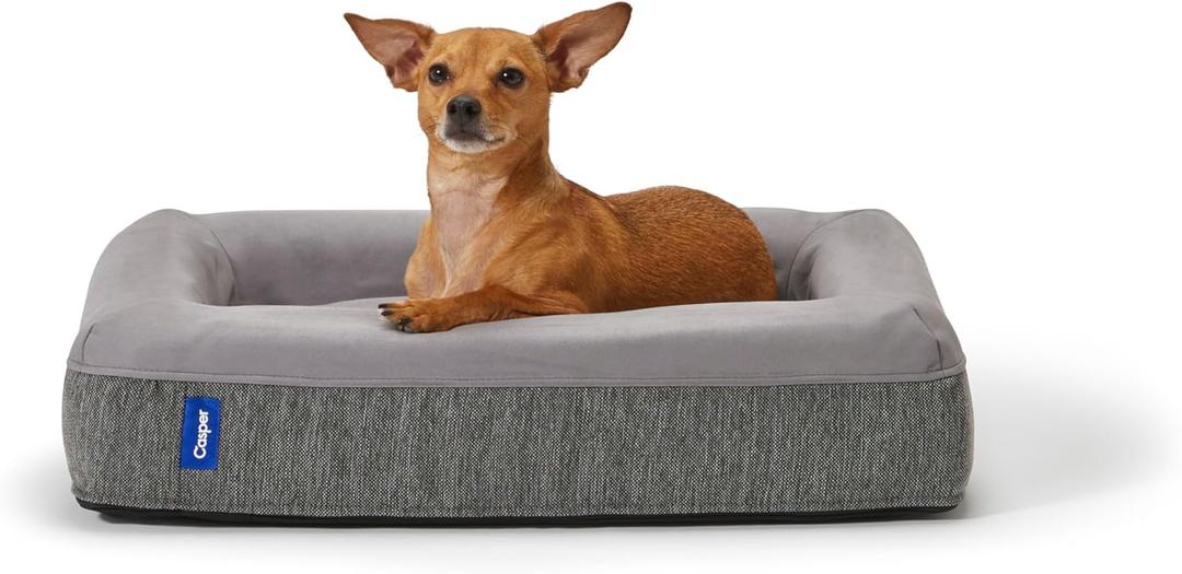 Casper Dog Bed, Plush Memory Foam, Medium, Gray, 25.0"L x 33.0"W x 6.0"Th