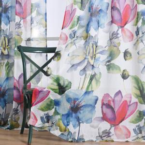 Taisier Home Stylish Living Elegant Abstract Colorful Curtains Printed,Colorful Sheer Curtain Print,Fashion Curtain 72 Inch Lenth for Bedroom(Floral Print Curtain 2 Panels Set) (Big Flower Sheer)