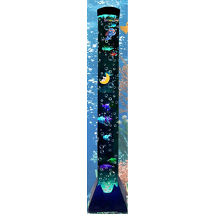 Sensory Bubble Tower Lamp with Bracket: 4 FT Bubble Fish Tube - 20 Color Adjustable 10 Moving Fish - Autism ADHD Friendly Ideal Gifts for Boys Girls