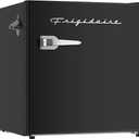Frigidaire Retro Compact Fridge with Chiller, Countertop, Built-in Bottle Opener, Compact Refrigerator 1.6 cu ft, Mini Fridge for Office, Bedroom, Dorm Room or Cabin - 16" D x 18" W x 18.5" H (Black)