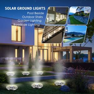 OULONGER Solar Ground Lights Only 9 Packs, Garden Solar Outdoor Waterproof Pathway Bright In-Ground Landscape Lights for Patio, Lawn, Yard, Driveway, Step and Walkway White Light
