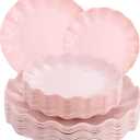 LIYH 24pcs Pink Plates Reusable,Pink Plastic Plate Durable and Dishwasher Safe,Baby Shower Plate, Light Weight Daisy Plastic Mothers Day Plates for Wedding Party Birthday (24 Pink)