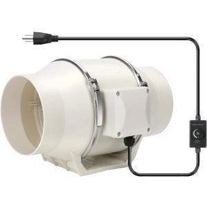 6 Inch Duct Inline Fan Pipeline Pressurization Ventilation Exhaust Fan with Speed Controller 420 CFM Duct Intake High Efficiency Air Fan Copper Motor for Bathroom Grow Tents Hydroponicscs