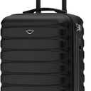 Flight Knight Carry On Suitcase 18x14x8" Hardside Built In TSA Lock & USB Port Lightweight Luggage Silent Double Spinner Wheels Maximum Underseat Carry-On Bag For American & United Approved Airlines