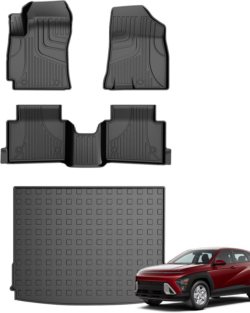 IKABEVEM Floor Mats for Hyundai Kona 2024 2025 2026(Not EV) Cargo Mat