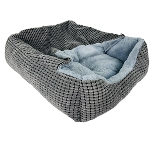 Dog Beds for Up to 58 lbs Dogs, Extra-Large Rectangle Puppy Beds Featuring Cave Hooded Blanket & Non-Slip Bottom, Comfy Anti-Anxiety Pet Beds, Warm and Machine Washable (35 inches, Grey)