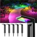 6 Pack Color Changing Solar Pathway Lights Outdoor Waterproof 20 LED Solars Powered Walkway Landscape Lamp for Garden, Lawn, Path, Yard, Driveway, Sidewalk, 8 Colorful Accent Lighting Decoration (RGB)