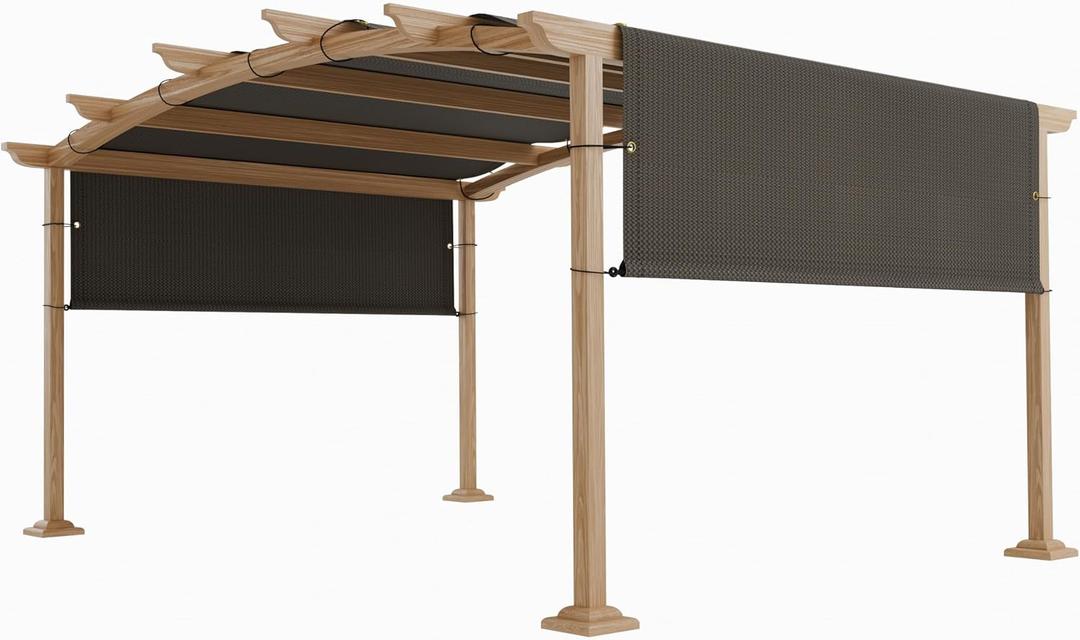 TANG 10'x12' Pergola Shade Cover Replacement Canopy for Patio Deck Sunshade Universal Shade Cloth with Grommets for Garden, Sunscreen Fabric with Weighted Rods(Brown)