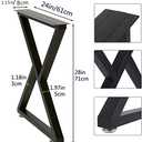 Metal Table Legs 28 Inch Desk Legs Heavy Duty Industrial Black Table Legs Z Shape DIY Furniture Legs(H28xW24,Set of 2)