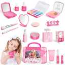 Kids Fake Makeup Kit Play Set with Storage Box, Toddler Pretend Makeup Toys for Girls, Birthday Gifts for 3 4 5 6 7 8 9 10 11 12 Years Old Kid (No Contain Real Cosmetics)