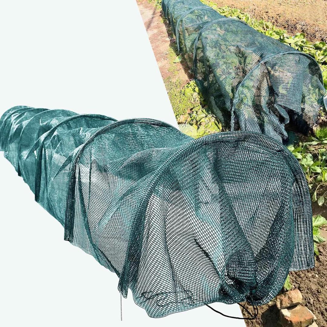 Garden Tunnel Shade Net Cover - Giant Easy Tunnel-Green Sunblock Mesh Shade Protection Netting for Vegetable Fruits Flowers Crops Row Cover Raised Bed Screen