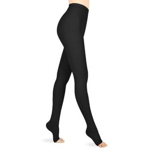 15-20 mmHg Compression Pantyhose for Women, Medical Compression Stockings, Open Toe Compression Leggings, Waist High Compression Tights for Edema, Varicose Veins, Swelling, Pregnant, Nurses, Athletes (Black) M