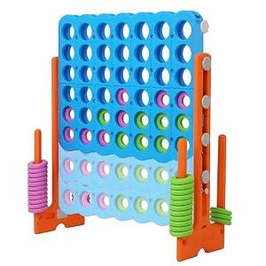 SDADI Height Adjustable Giant 4 in A Row Game, Jumbo 4-to-Score Game for Teens and Adults - Indoor Outdoor Connect Game Set with Quick Release Slider, Orange