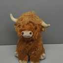 Highland Cow Stuffed Animal Toy, Adorable Highland Cow Plush, Scottish Cow Plush Toy, Farm Animal Cattle Plush Decor Gifts for Kids Baby Girls Boys (Brown Cow)