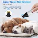 Nail Grinder for Dogs Rechargeable USB Charging Pet Nail Grinder for Dogs and Cats N-ail Trimmer with LED Light & 3 Speeds(1+2*Replacement Head)
