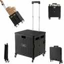 Rolling Cart for Teachers – Collapsible Cart with Wheels, Foldable Utility and Grocery Cart on Wheels for Classroom, Office, Travel, Tool Box, and Move Luggage (Black)