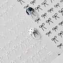 3 x 5D Embossed Designs Nail Art Stickers Decals Self Adhesive Nail Decals Black Bow Tie Mini Bowknot Line Nail Stickers Manicure Sliders for Women DIY Nail Art Decorations (02.Black Bow)