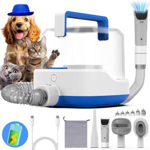 Rechargeable Dog Vacuum for Shedding Grooming, 4000mAh Cordless Dog Grooming Kit with 4 Tools, 3L Dust Cup