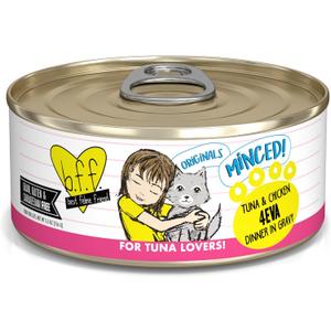 Weruva BFF Minced Natural Wet Cat Food, Tuna and Chicken 4 Eva in Gravy, 5.5oz Can, Pack of 24 (EXP 12/31/28)
