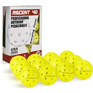 Warping Point Outdoor Pickleball Balls USAPA Approved | 4 Pack, 12 Pack | 40 Holes Competition Pickle Balls for Tournament Play | Crack Resistant Pickleball for Beginner Intermediate Pro Player