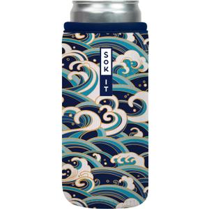 Sok It CanSok Sleeve for Beer & Soda Insulated Neoprene Cover (Perfect Wave, 12oz Slim Can Sleeve)