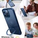 TORRAS Magnetic Ostand for iPhone 15 Pro Max Case, [Military Grade Drop Tested] [Compatible with MagSafe][Build-in Kickstand] Translucent Slim Soft Edge Anti-Fingerprint 6.7" 2023, Blue Titanium