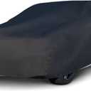 Budge Indoor Stretch Car Cover, Premium Dustproof Protection with Soft Fleece Lining, Breathable Indoor Car Cover Fits Vehicles up to 200 Inches, Black