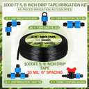 Tondiamo 1000 ft 5/8 Inch Drip Tape Irrigation Tubing Kit 16 Mil 6 Spacing Hose Garden Landscape Irrigation System Automatic Equipment for Farms