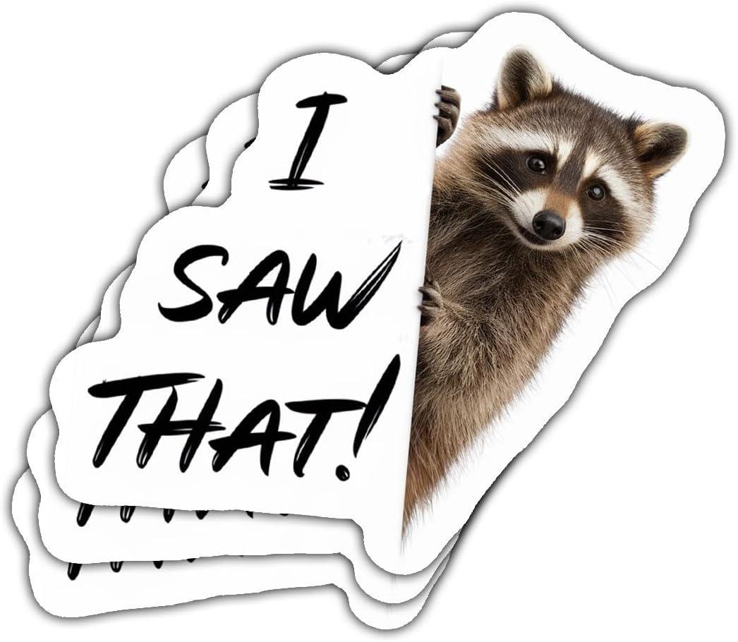 2 x (3PCS) Raccoon Peeking Around Wall Sticker  I Saw That Funny Meme Vinyl Decal, Waterproof for Car, Laptop, Wall, Window, Bumper, Phone and More - 5 Inch