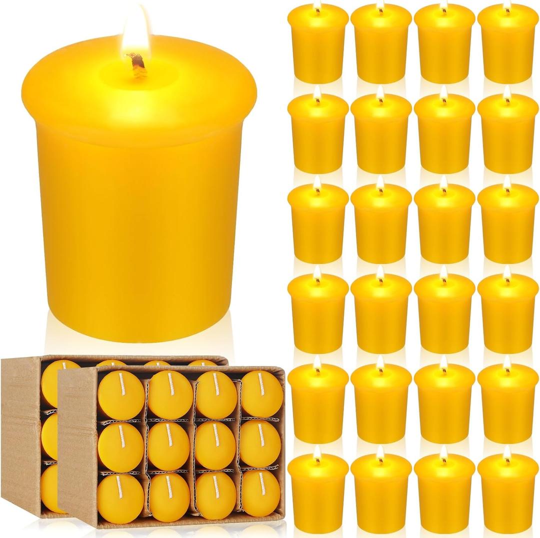 Rossesay 36 Pcs Beeswax Votive Candles Unscented Pure Beeswax Votive Candles Bulk Naturally Colored Bees Wax Candle for Home Room Party Wedding Spa Gift, 15 Hours Burn Time Each