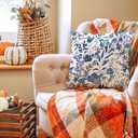 DFXSZ Fall Pillow Covers 18x18 inch Set of 2 Fall Decoration Blue Pumpkin Maple Leaf Decor Autumn Outdoor Pillow Cover Thanksgiving Decoration for Home Couch TH146B18