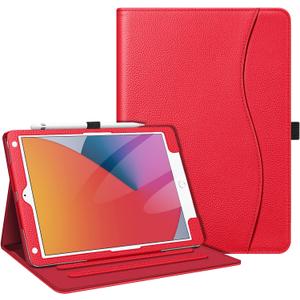 Fintie Case for iPad 9th / 8th / 7th Generation (2021/2020/2019) 10.2 Inch - [Corner Protection] Multi-Angle Viewing Stand Cover with Pocket & Pencil Holder, Auto Sleep Wake, Red