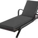 Chaise Lounge Cushions Outdoor, 72x 21x 3 Inch Waterproof & Fade-Resistant Lounge Chair Cushion, Outdoor Chaise Cushion with Removable Cover & Ties for Lawn, Patio, Pool & Beach, Dark Grey