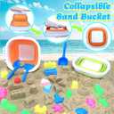 Collapsible Beach Toys for Kids, 38Pcs Sand Toys, 3 Foldable Buckets and Shovels Set with Mesh BagSand Castle Building Kit, Travel Sandbox Toys, Beach Essentials for Kids Toddlers Boys Girls Age 3-10, Age-appropriate size for kids aged 3-10