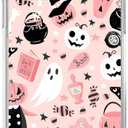 Pink Halloween Pumpkin Ghost Case Compatible with iPhone 14 Plus, Witchy Pumpkin Halloween Boo Cover for iPhone 14 Plus, Cool Cute TPU Bumper Phone Case Cover