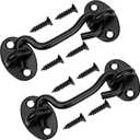 Rainspire (2 Pack) Privacy Hook and Eye Latch for Barn Door, Stainless Steel Gate Latch Barn Door Lock Cabin Hooks for Gate Shutters Window Slide Barn Shed Cabinet Bathroom (Black, 4 Inch)