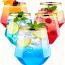 BESTSTAR 40 PCS Clear & Gold Rim 12 Oz Plastic Wine Whiskey Glasses, Diamond Stemless Unbreakable Disposable Wine Glasses for Party, Ideal for Beach Holidays,Halloween, Christmas, Weddings,Daily Use