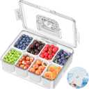 Chilled Snackle Box Container with Ice Pack, Charcoolerie Chilled Portable Serving Tray with Lid and Handle 8 Compartment Snack Container for Charcuterie Snack Road Trip Picnic Keep Fresh