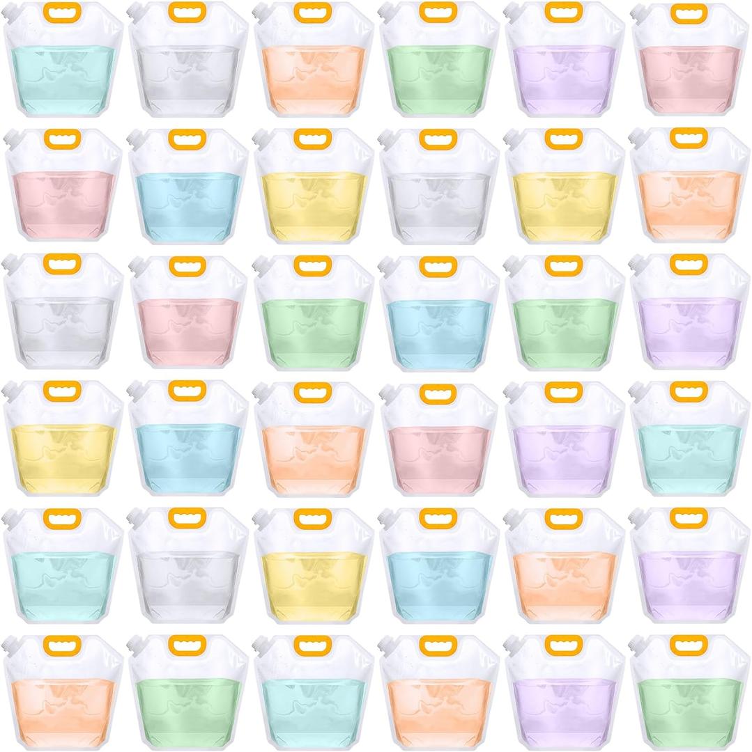 Tessco for you 36 Pcs 1.3 Gallon Collapsible Water Storage Bag Water Container Emergency Jug Plastic Storage Pouch Freezable Carrier Tank Foldable Bottle for Outdoor Sport Camping (Clear)