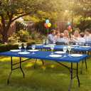 Fitted Tablecloths for 6-Foot Rectangle Tables - 6 Pack Outdoor Picnic Table Covers with Elastic, Washable Folding Table Protector for Party Banquet Graduation, 30x72 Inch, Royal Blue