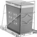 Youeon Pull Out Trash Can Under Cabinet, Adjustable Stainless Steel Under Sink Trash Can Pull Out, Slide Out Garbage Shelf, Fit for 7-11 Gallon Trash Can(Not Included)