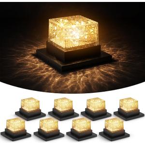 VIODAIM Solar Post Cap Lights 4x4 5x5 6x6, Waterproof Firefly, 8-Pack