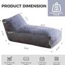 Giant Bean Bag Chair for Adults (59"x34"), Big Faux Fur Plush Bean Bag Lounger, Large Memory Foam Lounger Chair with Pockets for Living Room, Bedroom & Dorm (Grey)