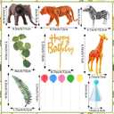 Hooqict 34 Pcs Safari Animal Cake Toppers with Mini Birthday Party Hats Party Animal Birthday Decorations Jungle Cake Decorations for Kids Wild Zoo Theme Party Decorations