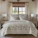 Levtex Home Adare Taupe Reversible Full/Queen Quilt Set (88x92in) and 2 Pillow Shams (26x20in) - Floral Bedding - Taupe White - Cotton Full/Queen Size Quilt Bedding Set - Lightweight, Soft, Pre-Washed