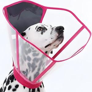 Extra Deep & Coverage Dog Cone Collar for Dogs to Stop Licking, Soft Transparent E Collar for Large Dogs After Surgery, Comfy Recovery Cones with Padding, Foldable & Easy-Clean Pet Cone(Blue-Green, L)
